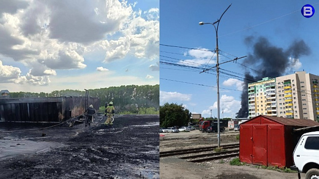 Масштабный пожар в Новосибирске: Огонь охватил крышу производственного здания на улице Станционной